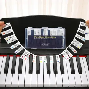 Reusable Silicone Piano Key Labels for Beginners – 88 Key Full Size Keyboard Note Guide with Color-Coded Learning Stickers & Storage Case for Easy Practice