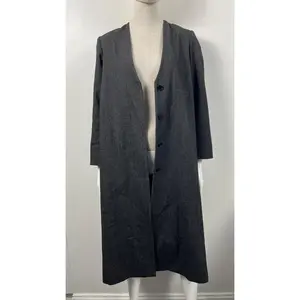YUNE HO LONG HOUNDSTOOTH OPEN DUSTER COAT