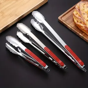 3pcs, 304 Stainless Steel Kitchen Cooking Tongs, Sturdy Grilling Barbeque Brushed Locking Food Tongs With Ergonomic Grip, Barbecue Tongs, Food Tongs Clip, BBQ Accessories, BBQ Gadgets, Outdoor Accessories