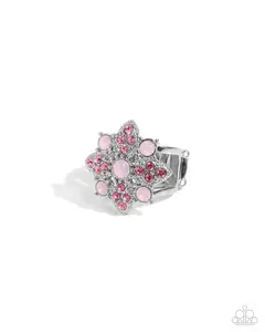 Floral Forte - Pink Rhinestone Silver Ring - Paparazzi