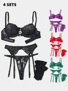 baddie bra with bow french cut underwear cool girl outfits baddie pajama pants Lingerie Set Teddy Babydoll Bodysuit with Garter Belts,Valentine's Day Gift,Minimalist Basic Nightgown Sleepwear Elegant Black Fashion Womenswear