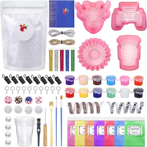 M140 85 count  Freshie Supplies Starter kit with Unscented Aroma Beads, Molds, ,Mica ,Glitter and Accessories (Make 8 Freshies)
