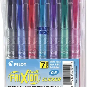 PILOT FriXion Clicker Erasable, Refillable & Retractable Gel Ink Pens, Extra Fine Point, Assorted Color Inks, 7-Pack Pouch (32509