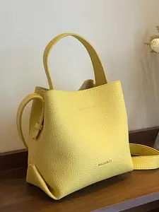 Women's Plain PU Leather Bucket Bag, Street Style Crossbody Shoulder Handbag, All-Season Fashion Accessory for Daily Use
