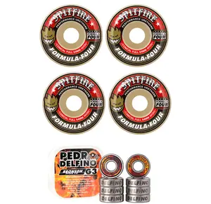 Spitfire Skateboard Wheels 54mm 101A F4 Conical Full with Bronson Pro G3 Bearings