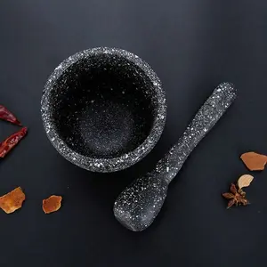 1 Set Multifunctional Grinding Bowl, Garlic Mincer, And Pepper Grinder For Kitchen And Spice Prep, Ideal For Grinding Herbs, Grains, And Seasonings In Home And Restaurant Use Utensils Black