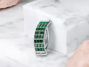 14G Titanium Emerald Green Sparkling Gem Belly Clicker Ring.