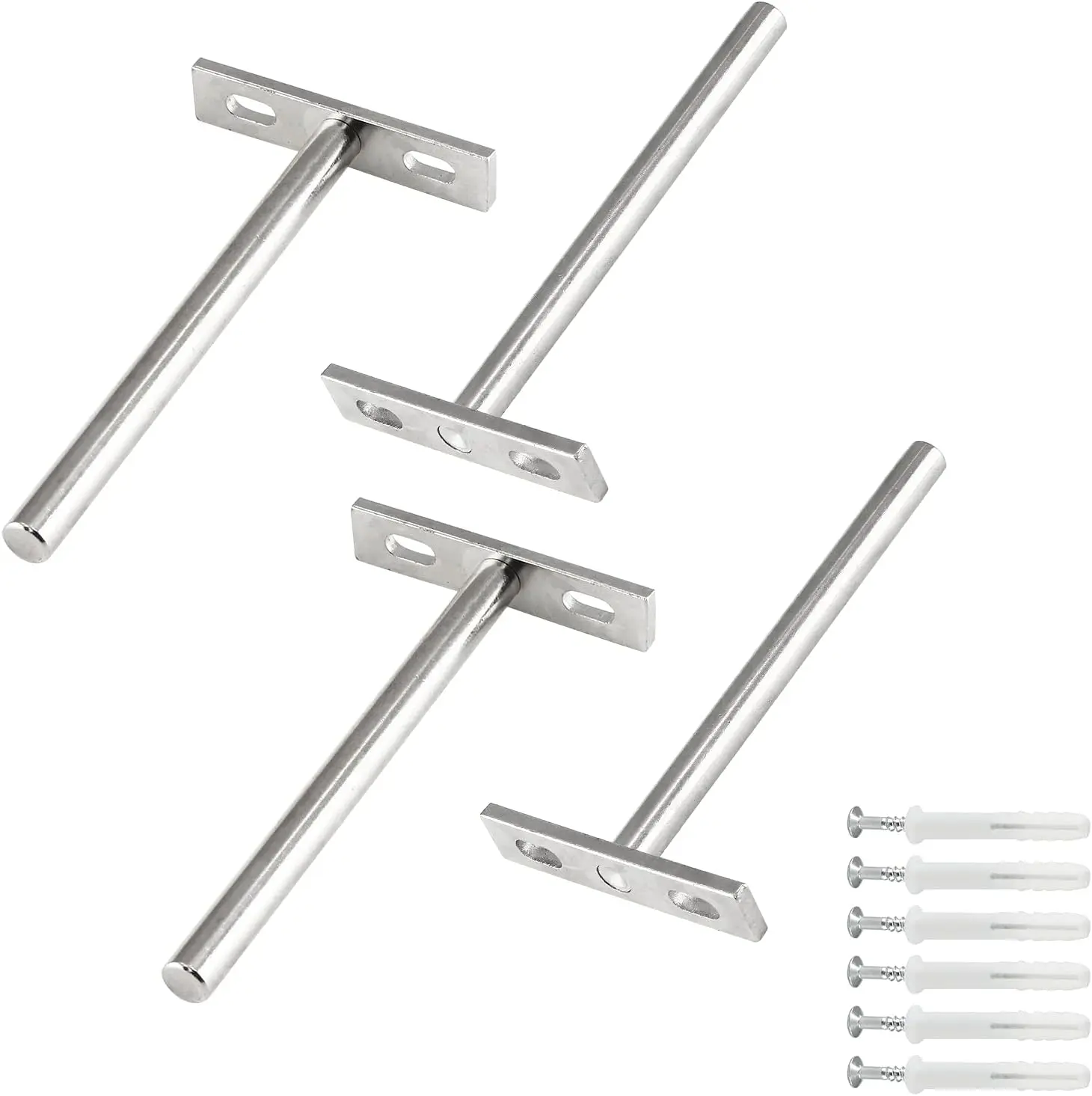 4 Pcs 5 Inch Floating Shelf Bracket Blind Shelf Bracket Hidden Brackets for Floating Wood Shelves - Screws and Wall Plugs Included