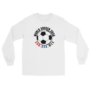 World Soccer 2026 Men’s Long Sleeve Shirt | CAN · USA · MEX | Gildan 2400 Soccer Tee