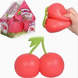 Giant Sweet Cherry Stress Relieving Tool, 5.5-Inch Soft Fruit, Squeezable Stress Ball Toy, Tactile Sensory Toy, Desktop Accessory, Stress Relief Fidgeting