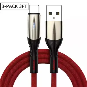 NEW 3 PACK LED Fast Charger Cable Heavy Duty for Iphone 14 13 12 11 X XR 7 8 6 +