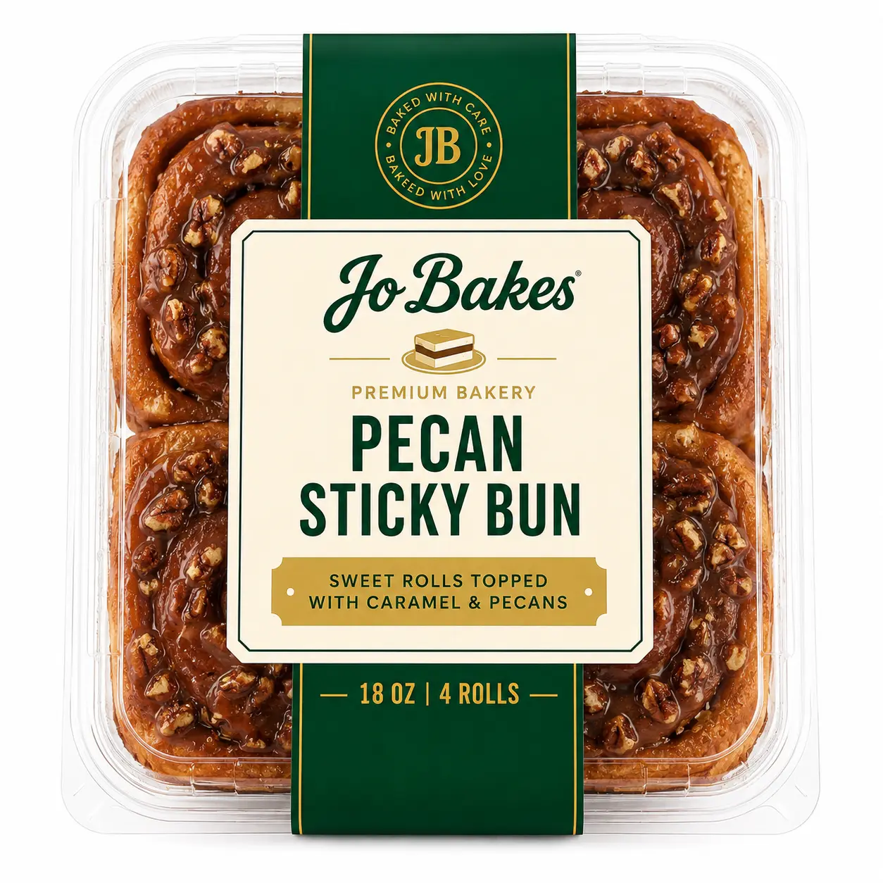 JO BAKES Pecan Sticky Buns, 18 oz, 4 Rolls