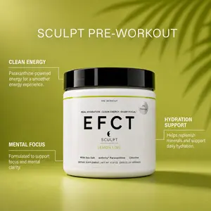 EFCT SCULPT Clean Pre-Workout & Energy Drink Mix — Paraxanthine + Electrolytes + Focus, No Caffeine, Zero Sugar, No Crash, Lemon Lime (30 Servings)