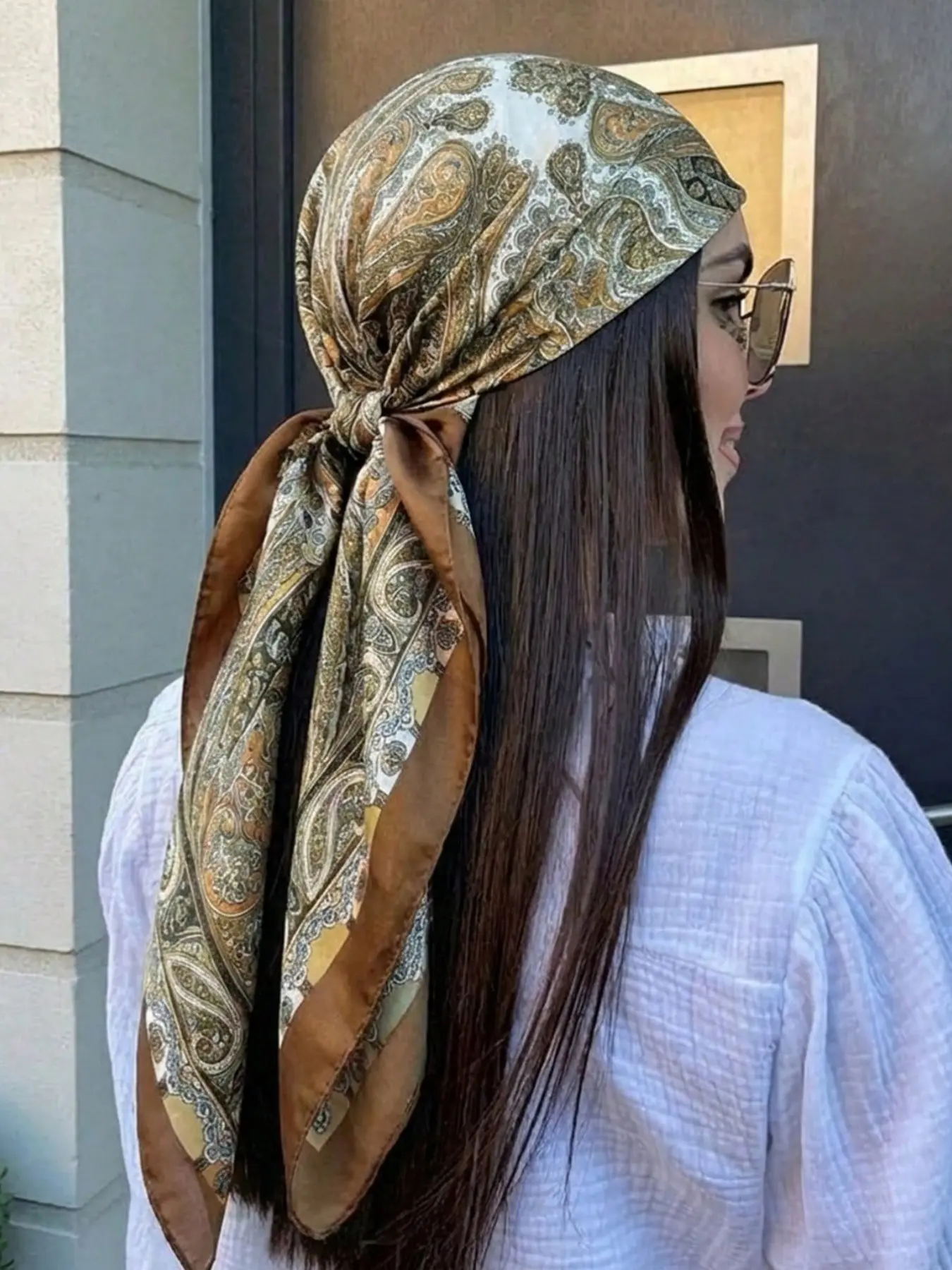 Women's Paisley Print Bandana, Classic Head Wrap for Outdoor & Traveling, Boho Style Square Scarf, Fitted Hair Band, Head Scarfs, Headscarf, All-Season Accessory