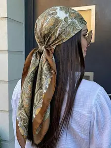 Women's Paisley Print Bandana, Classic Head Wrap for Outdoor & Traveling, Boho Style Square Scarf, Fitted Hair Band, All-Season Accessory, Tie, Twists