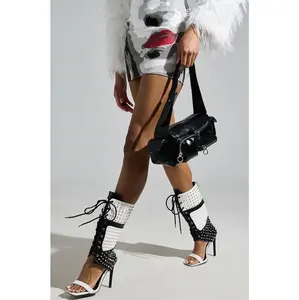 AZALEA WANG ALBERTO WHITE AND BLACK GLADIATOR SPORTY BOOT