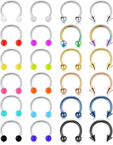 20G 24 count Stainless Steel Horseshoe Nose Septum Rings Piercing  Cartilage Helix Tragus Earring Hoop Lip Horseshoe Piercing Retainer for Women Men 8mm 10mm