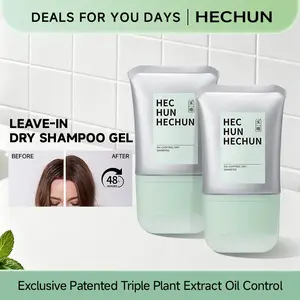 HECHUN Leave-in Dry Shampoo Gel,No-Rinse Shampoo Gel Built-in Comb,with  Natural Botanicals,Instant Oil Absorption & Volume,48H Oil Control，Travel, Gym & Daily Use for Oily Hair, 2.82oz