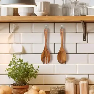 10" Teak Wood Serving Spoon Set – Pack of 2 for Salad & Cooking