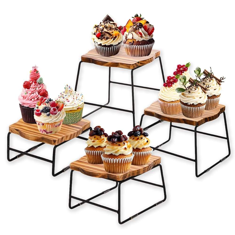 4 Piece Wood Buffet Risers, Dessert Table Risers Food Display Riser, Pizza Pan Riser, Cupcake Stand & Wood Display Risers, 4 Piece Wood Buffet Risers, Dessert Table Risers Food Display Riser, Pizza Pan Riser, Cupcake Stand & Wood Display Risers,