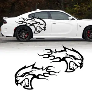 Challenger Charger Fire Rear Side Decal Kit Hellcat Savage Big Cat Head Decal Pair Left & Right High-Quality Vinyl Weather-Resistant UV-Proof