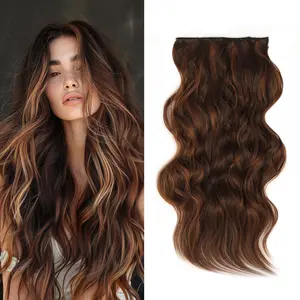 Qbeauty Synthetic Wavy Curly Clip-in Hair Extensions - 4PCS Women's Long, Thick Double Weft Hairpieces for Fashion Accessory Use