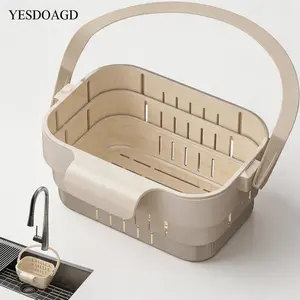 YESDOAGD Retractable Sink Food Catcher, Detachable Kitchen Strainer Basket, Space-Saving Drain Filter