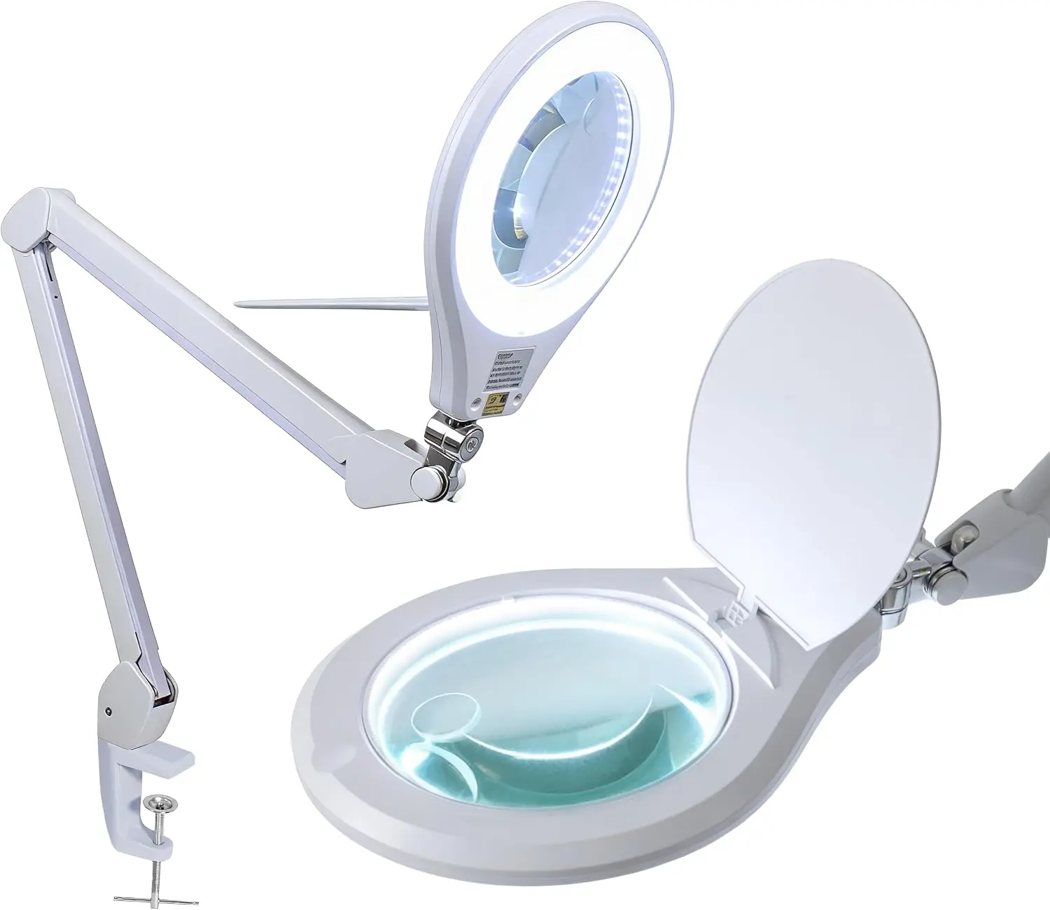 Neatfi Elite Super LED Magnifying Lamp with Clamp – 6” Glass Lens, 5D/12D Bifocal, 6500K Daylight | Glare-Free, Nonpolar Dimming | Reading, Crafting & Precision Work