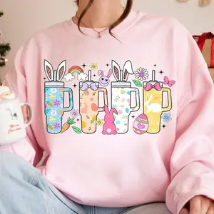 Retro Obsessive Cup Disorder Easter Sweatshirt, Happy Easter Shirt, Rabbit Shirt, Retro Groovy Easter Eggs,