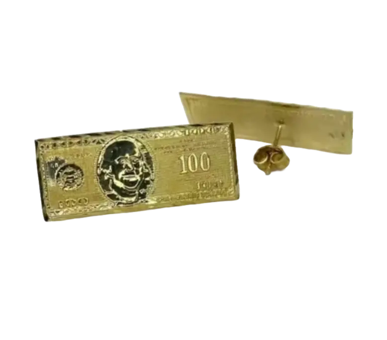 $100 Bill Gold Finsih Earrings