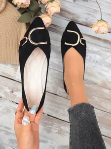 Women's Pointed Toe Flat Shoes, Soft Leather Office Shoes, Versatile Loafers, Slip-On Comfortable Commute Casual Shoes