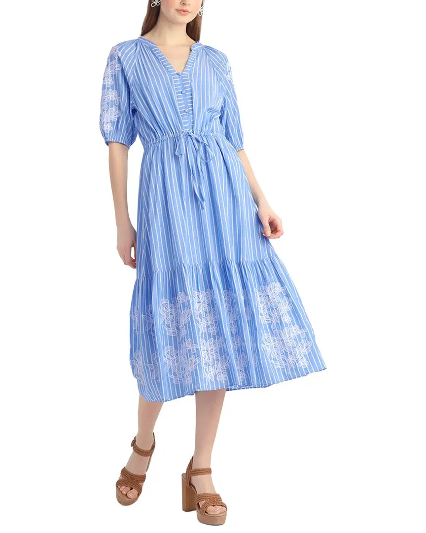 Draper James Martina Midi Dress with Floral Embroidery