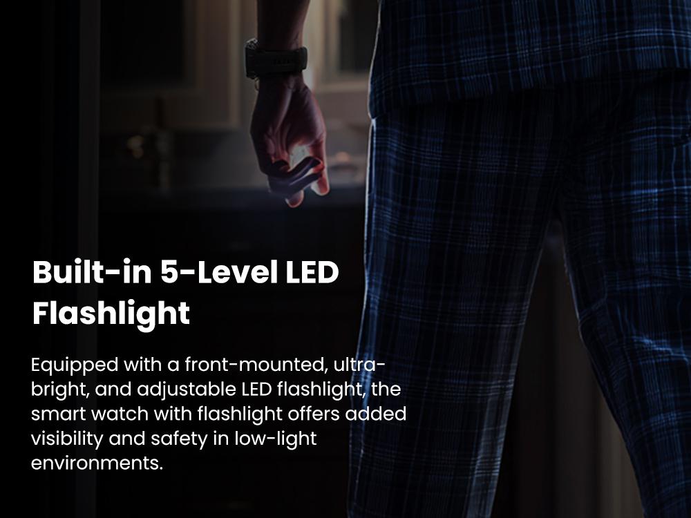 KOSPET Tank M4C Outdoor Smart Watch with GPS, 1.96" AMOLED Display, Built-in LED Flashlight & Walkie-Talkie, Long Battery Life, 50m Waterproof, Bluetooth Calls, 24/7 Heart Rate/Sleep Monitor