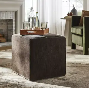 Lynwood Square Upholstered Cube Light Brown