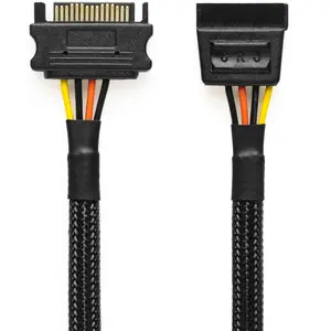 15-Pin SATA Power Extension Cable - 39.4" (100cm), Black Sleeved - Extra Long SSD, HDD SATA Power Extension for ATX Power Supplies