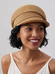 Summer Straw Newsboy Cap, Elegant UV Sun Hat for Women, Japanese Minimalist Beret, Sun Visor Cap, Lightweight Sun Hat, Perfect for Travel & Beach, Stylish Summer Accessory