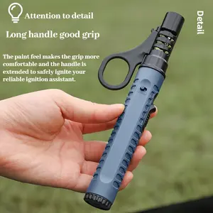 Windproof Torch Lighter, (Butane Not Included) Refillable Butane Lighter with Adjustable Jet Flame & Safety Lock for BBQ, Camping, Candles, Fireplace & Outdoor Use