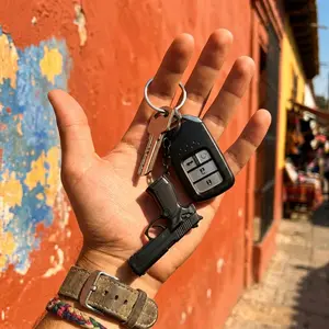 Novelty Tactical Holster Shaped Decorative Keychain EDC Belt Clip Key Holder Metal Key Ring Outdoor Backpack Hanging Ornament Unique Gift for Men Military Enthusiasts