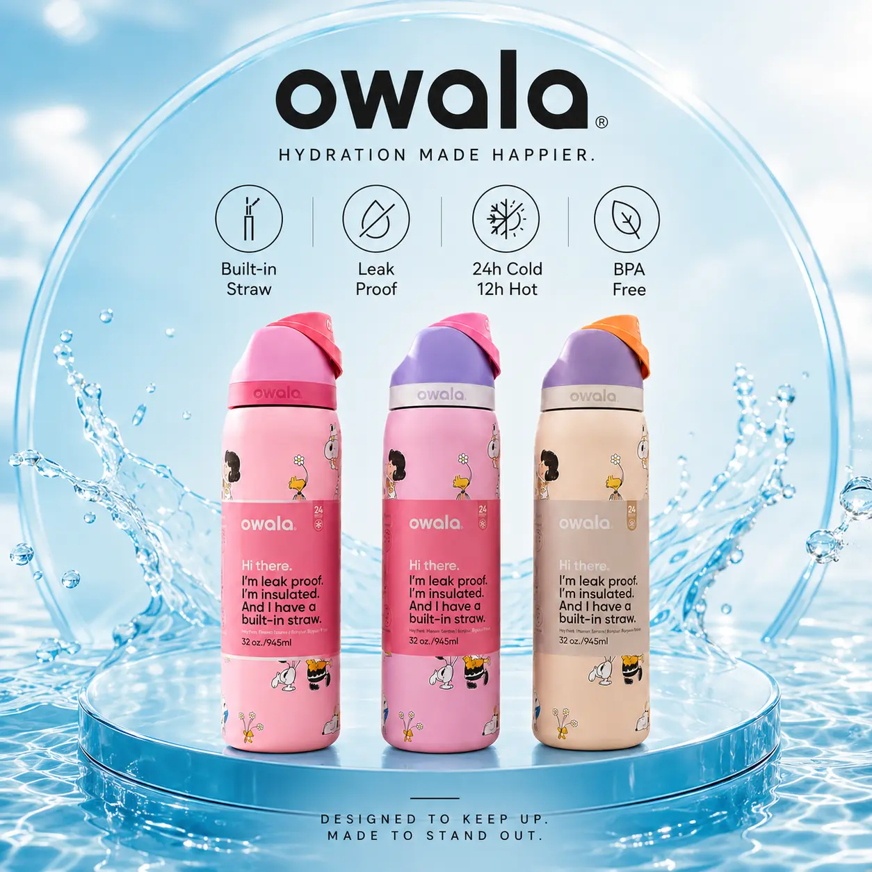 [New Product - LIMITED DEALS] NEW Owala 4 STYLES FreeSip 32oz Black and White Cute Insulated Water Bottle, Leakproof Built-in Straw, BPA Free Stainless Steel Cup, 24H Cold 12H Hot Travel Gym Bottle#Owala
