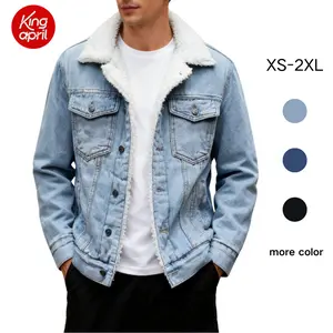 Kingapril Men's Sherpa Fleece Lined Denim Jacket Warm Winter Trucker Jacket Cowboy Jean Jacket Casual Soft