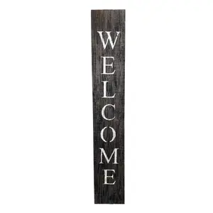 HomeRoots  60 x 10.25 x 1.38 in. Rustic Black & White Front Porch Welcome Sign
