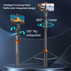 Ai Smart Face Tracking Selfie Stick Tripod Combo, 70 Inch Extensible Design Bluetooth-compatible Selfie Stick, Anti-Shake Stabilizer Cellphone Holder Accessories