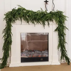 PARTY JOY 6FT/9FT/14 Artificial Norfolk Pine Garlands, Real Touch Winter Pine Garland, Green Artificial Greenery Garland for Table, Mantle, Wall, Indoor, Outdoor Christmas Decorations Festive Holiday Seasonal Reusable Mantel Nature Ornaments