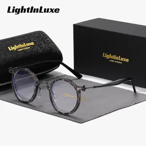 LightInLuxe Unisex Retro lightweight Full-Frame Clear Glasses, Anti-Blue Light Outdoor Round Glasses