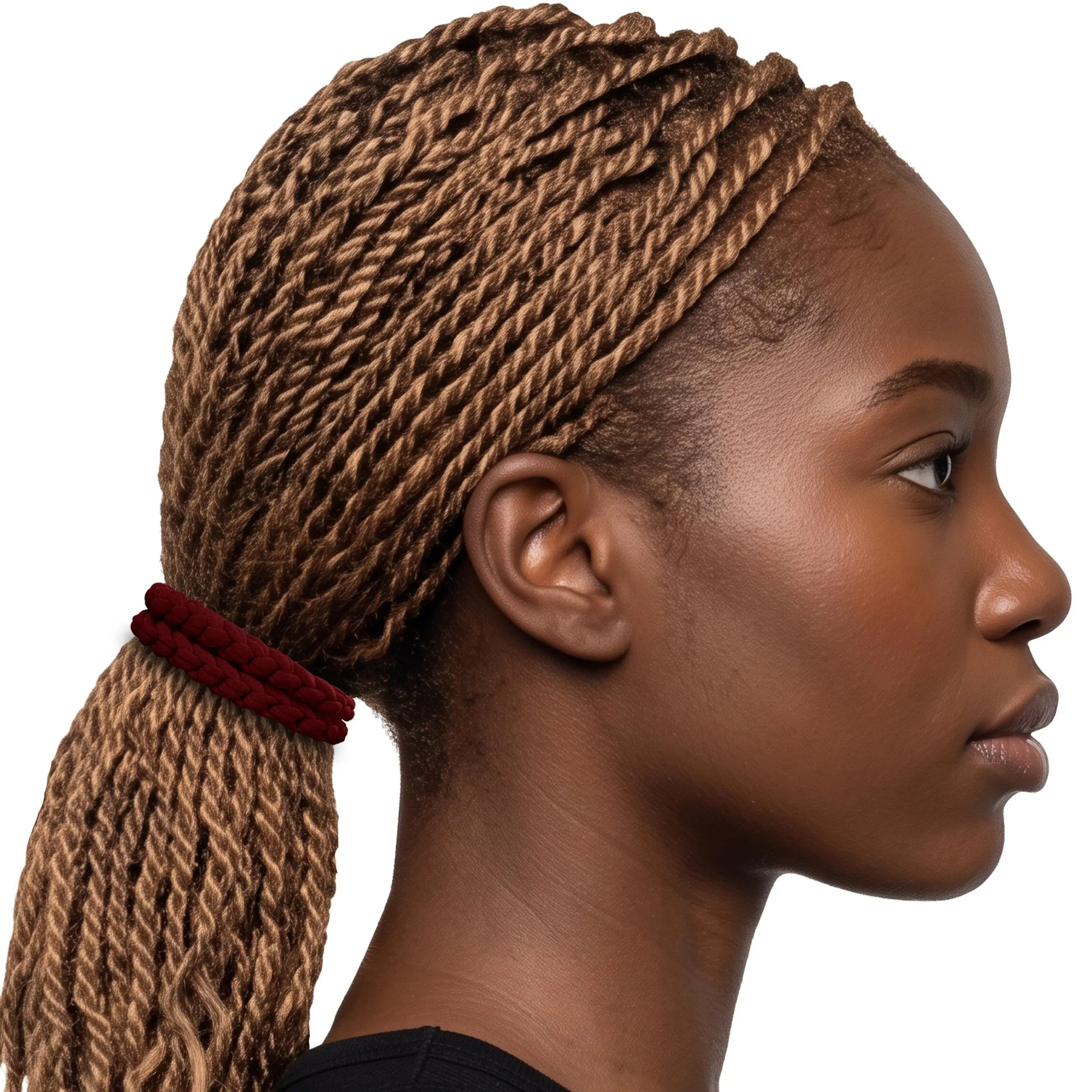 Hair Ties Jumbo 2-Pack Soft & Silky for Thick Hair Braids Dread Locs Super Strechy Made in the USA Burgundy