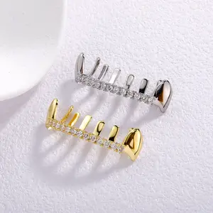 New best-selling trend micro-inlaid zircon fangs rap funny decorative denture accessories hipster rap accessories braces cool dental accessories