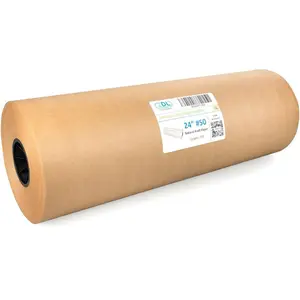 24" x 8640" (720 feet) - Kraft Paper Roll - 50lb Thickness - Natural Brown Kraft Wrapping Paper for Packing - Perfect Kraft Paper for Void Filling & Heavy Duty