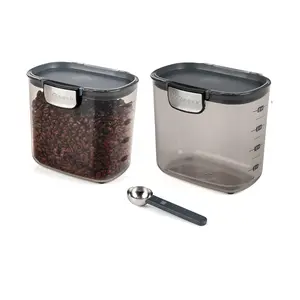 Progressive International ProKeeper+ Clear Plastic Airtight Food Baker's Kitchen Storage Organization Container Canister Set with Magnetic Accessories, 2- Piece Set (Coffee 2-Quart)