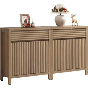 SICOTAS Large Buffet Cabinet with Storage - Fluted Sideboard Tall Buffet Cabinet with Drawers & Adjustable Shelves, Modern Credenza Coffee Bar for Kitchen Living Room Entryway