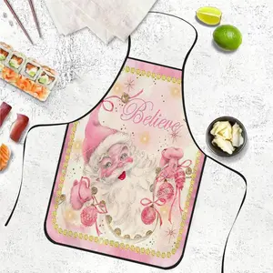Christmas Santa Apron with Believe Print, Durable Polyester Material, Ideal for Cooking, BBQ, Gardening, Painting, Nail Art